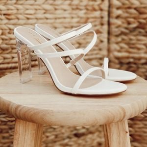 Women White Strappy Heels